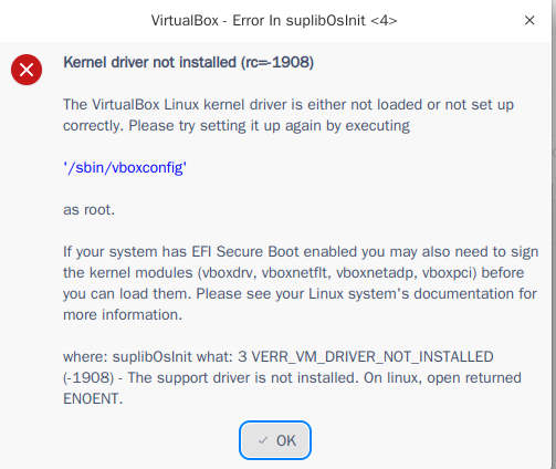 kernel driver not installed
