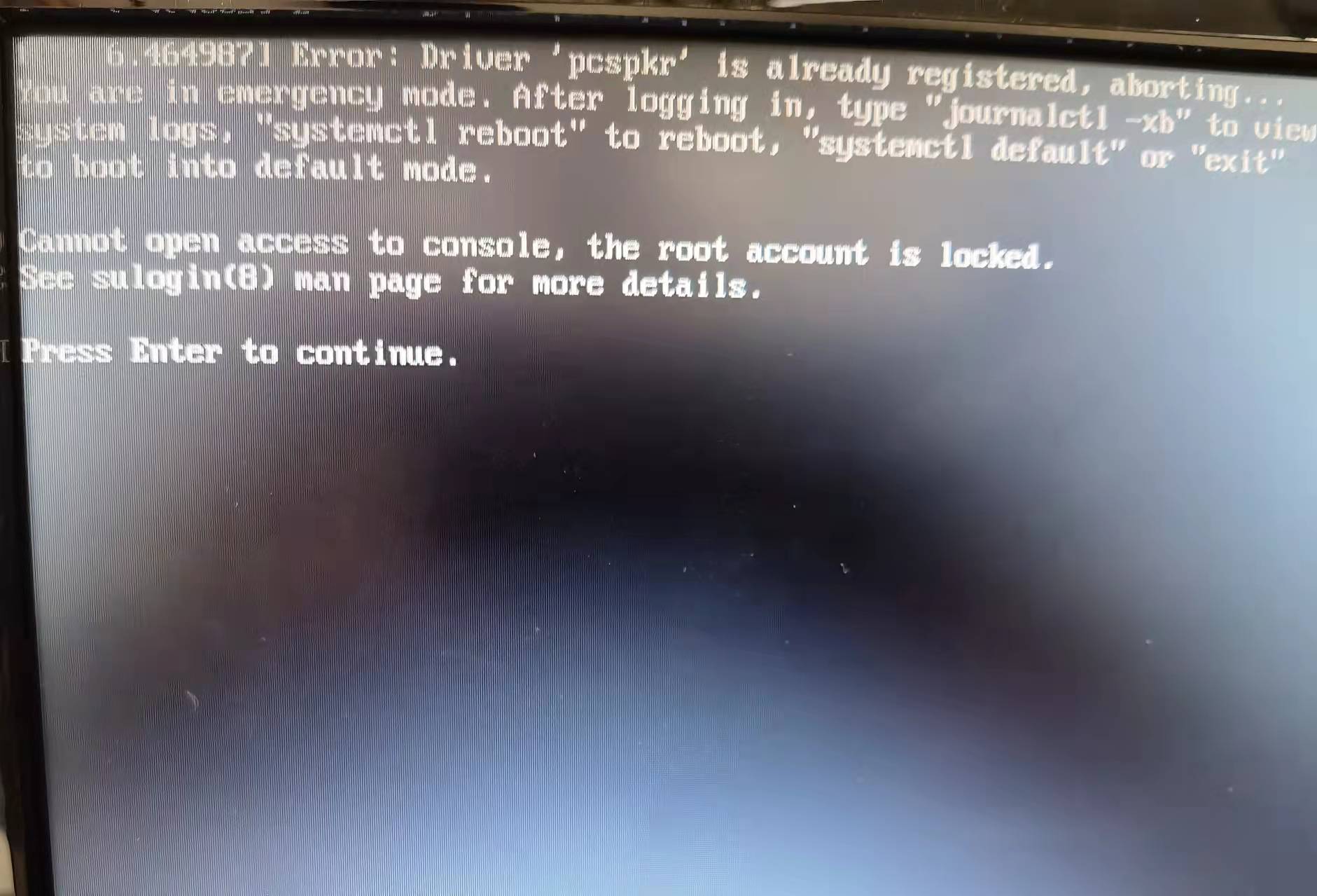 重启后一直如此，按回车循环